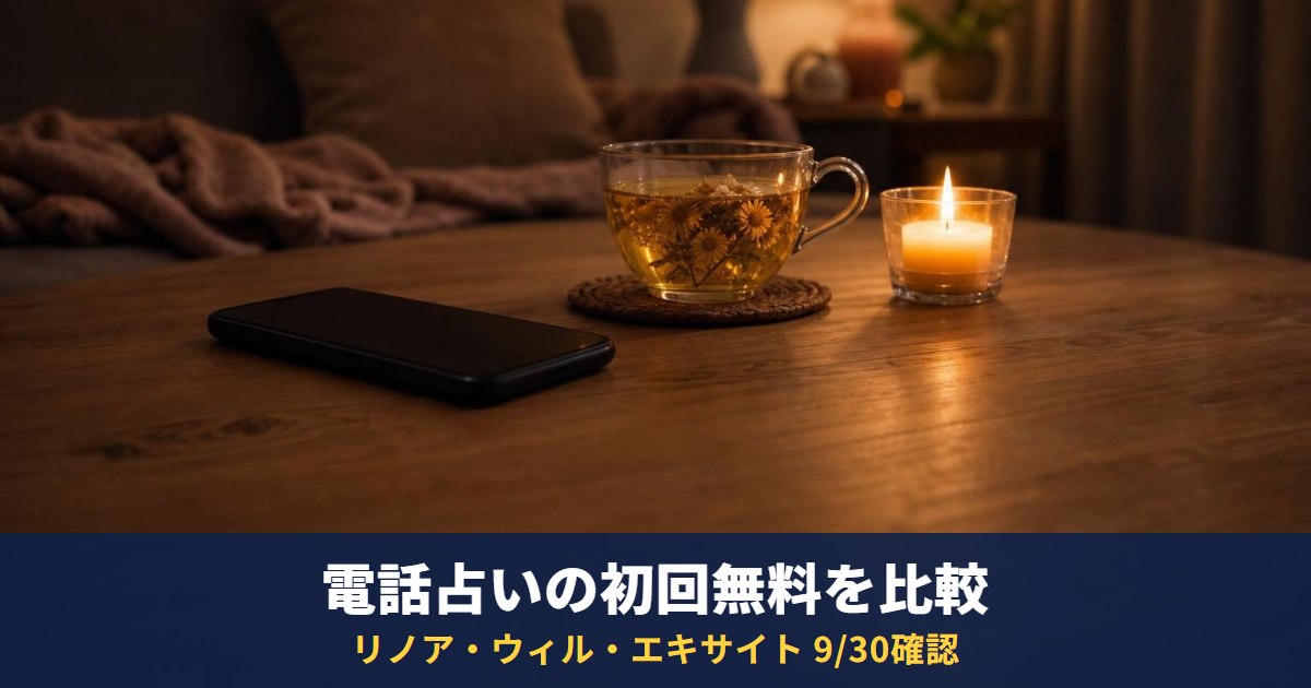 電話占いの初回無料特典を公式ページで比べた｜リノア・ウィル・エキサイトの条件と注意点（2026年9月30日確認）