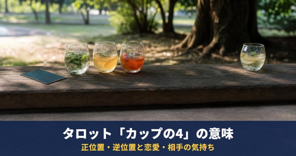 タロット「カップの4」の意味｜正位置・逆位置と恋愛・相手の気持ち・復縁での読み方