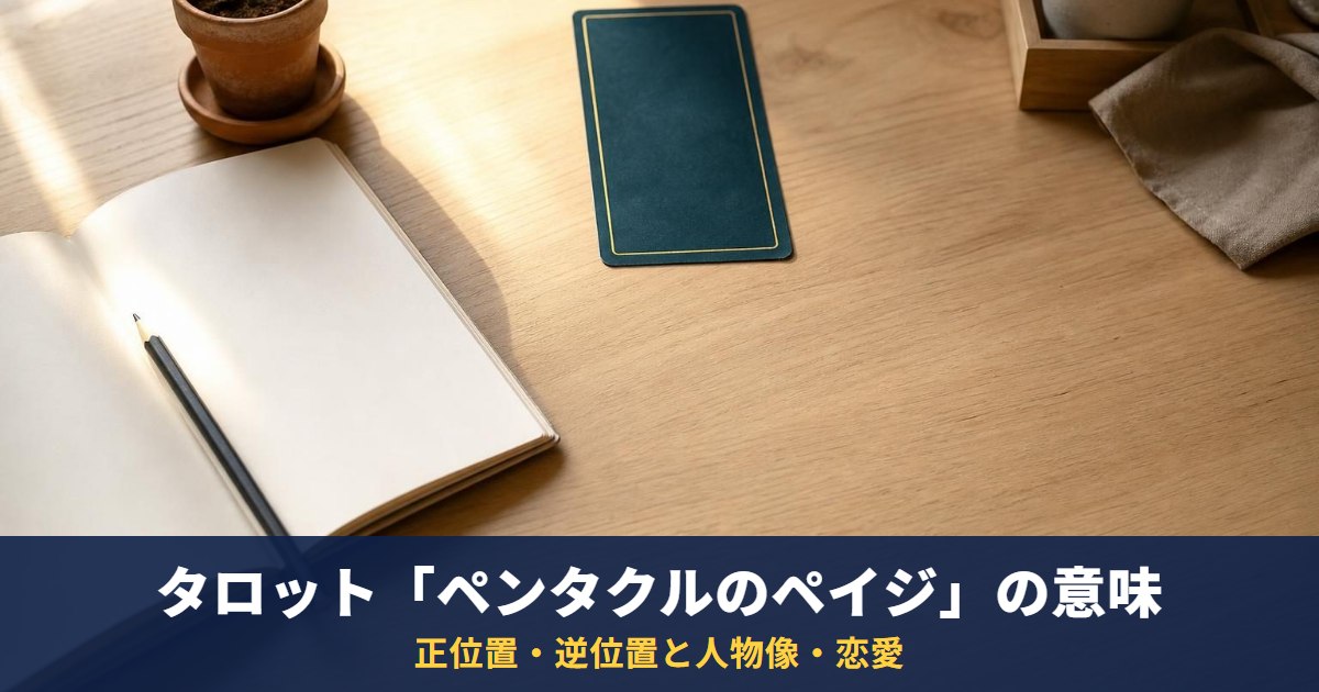 タロット「ペンタクルのペイジ」の意味|正位置・逆位置と人物像・恋愛・相手の気持ちでの読み方