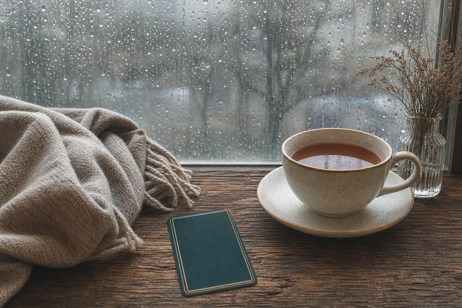 雨の日の窓辺